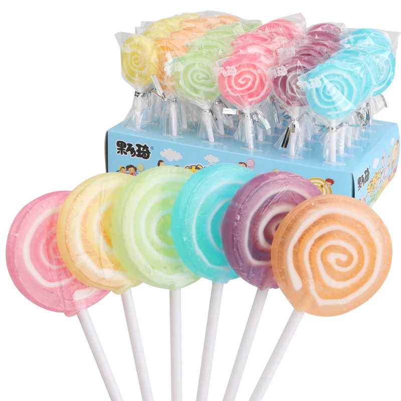 Big Round Mix Fruit Flavor Flat Lollipop Hard Candies For Sales
