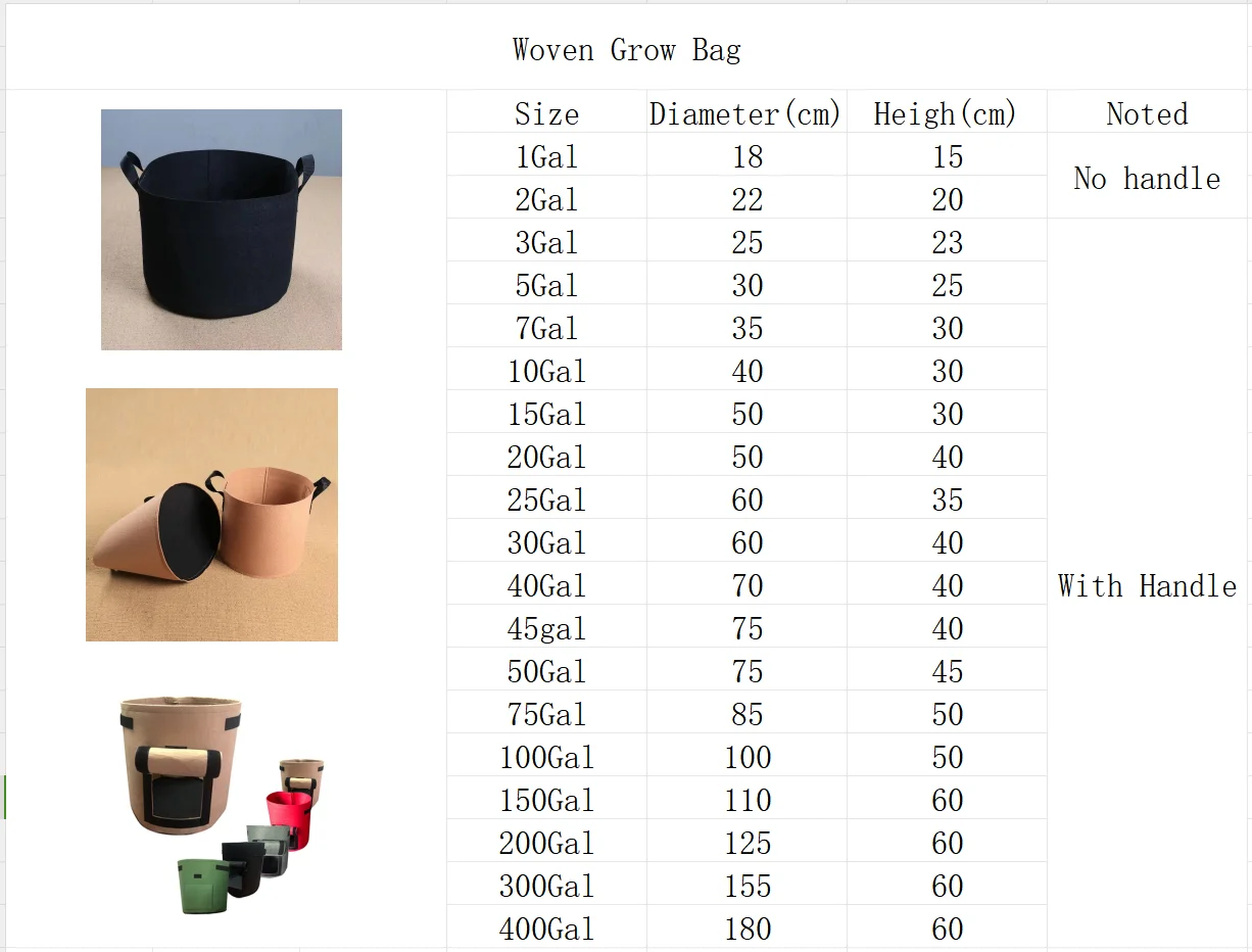 3 gallon Double layer knit durability and breathability Fabric Garden Grow Bag For Plant With Handles