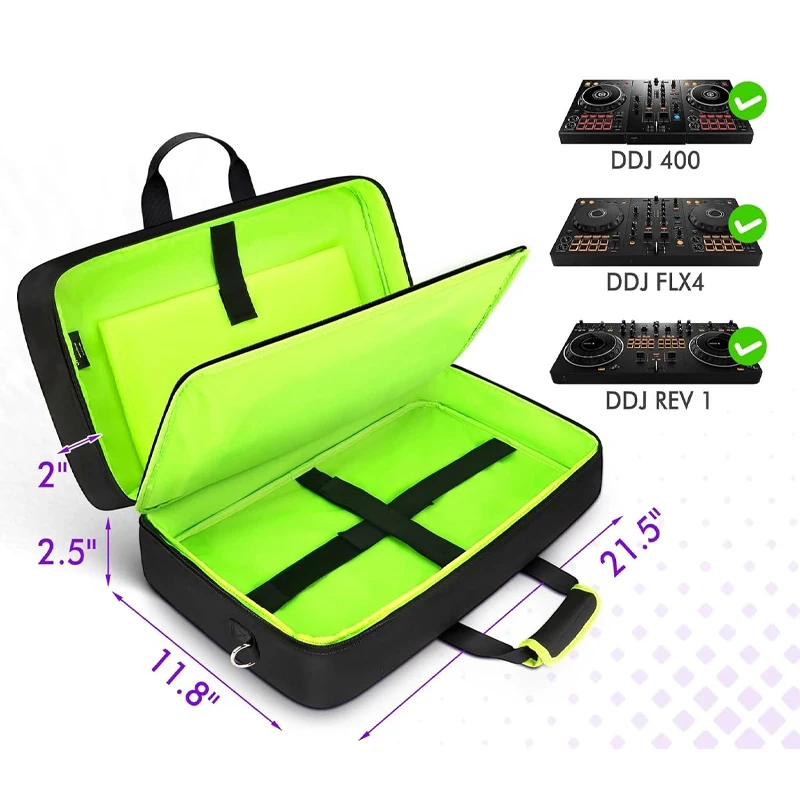 DJ Controller Case Padded DJ Controller Bag with 5 Pockets for Laptop Headphones DJ Carrying Case with Adjustable Shoulder Strap