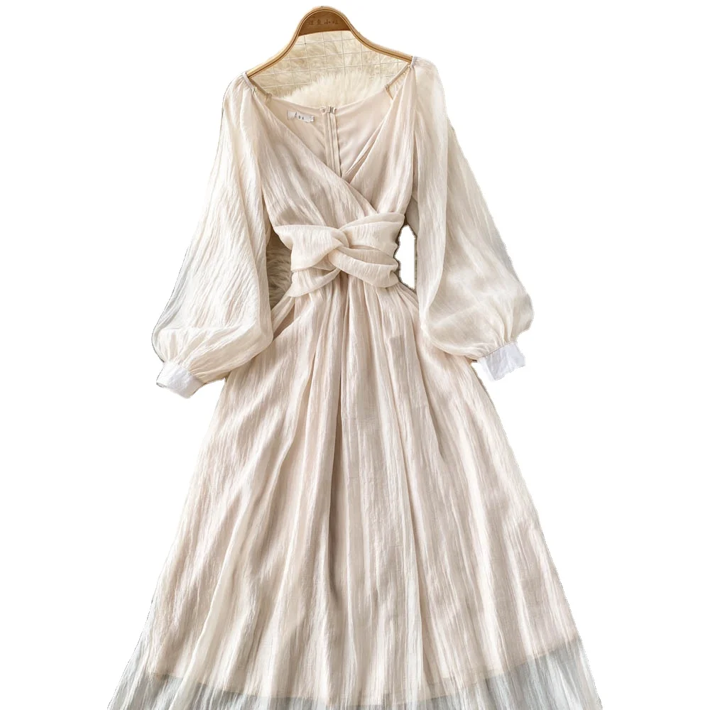 HOLLTOLL весеннее тонкое Полосатое платье из кожи белого цвета, Весенняя стильная длинная юбка с цепочкой