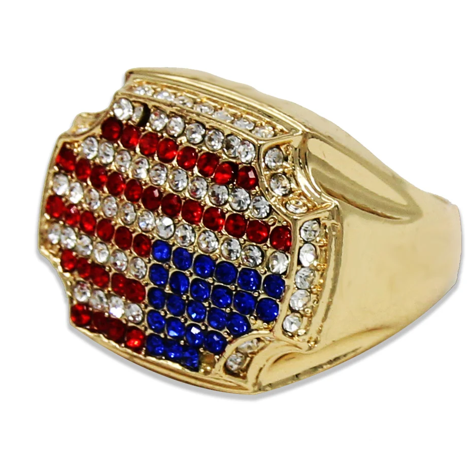 US Flag Rings For Women Man Red Zircon American Jewelry Fashion With MAGA