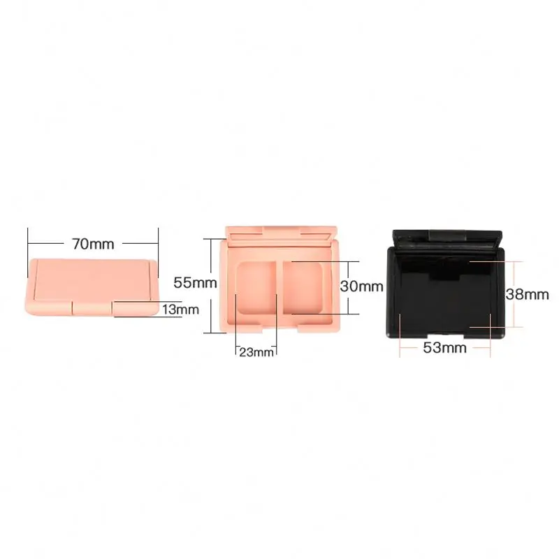 Wholesale Pink Black Empty Eyeshadow Case 2 Color Plastic Eyebrow Soap Gel Case Blusher Compact Case