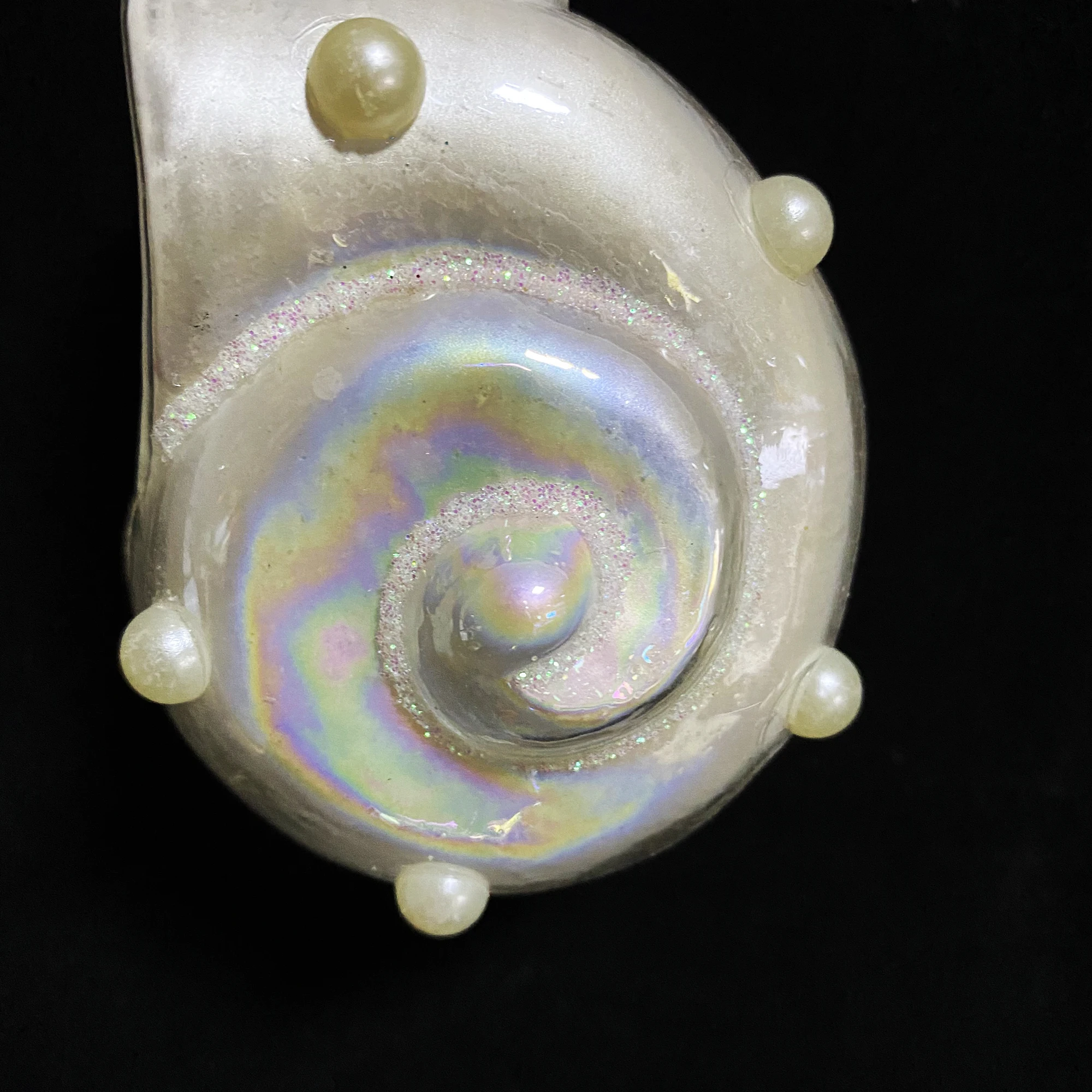 Wholesales Handpainted Ocean Xmas Ornament Glass Pearl White Sea Snail  Ornament Customized Glass Xmas Ornament
