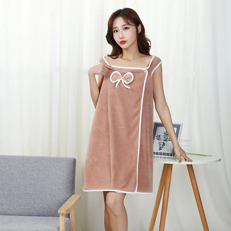 Coral Fleece Body Scrub Towel Women Bath Towel Logo Dress Skirt Big Towel Strong Water Absorption Microfiber Adult Plaid Knitted