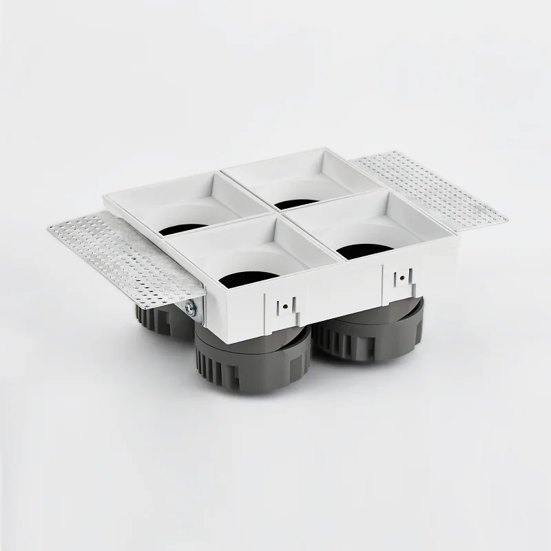 Квадратный светодиодный потолочный светильник 4*10 Вт, с несколькими головками, GU10, безрамный светодиодный прожектор, проектное освещение, утопленный регулируемый светодиодный потолочный светильник