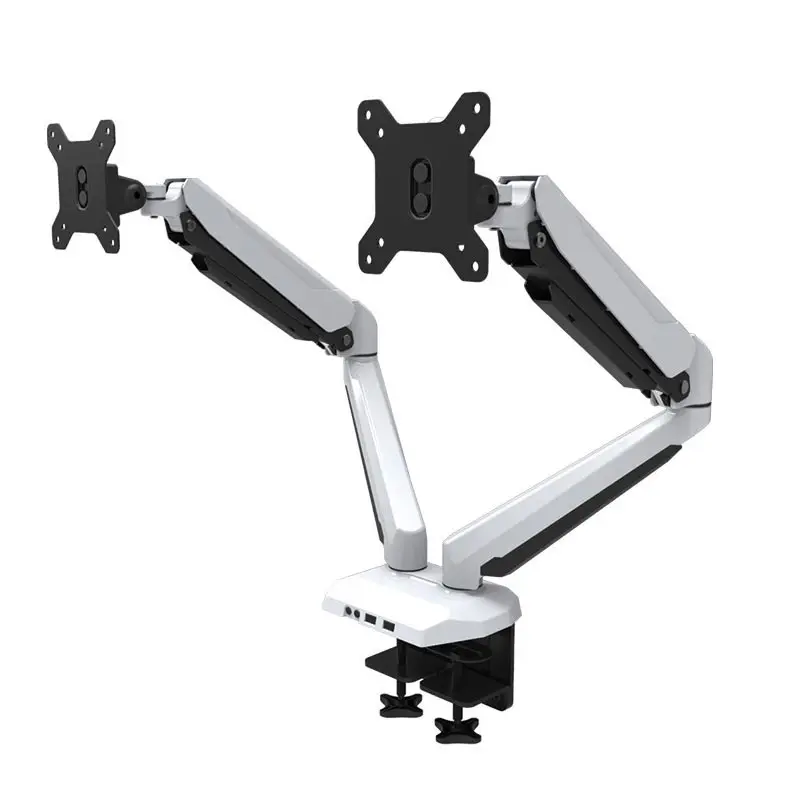 Gas Spring Arm Dual Monitor Stand Fits For Two Computer Screens 15 to 27 inches White-GM224U