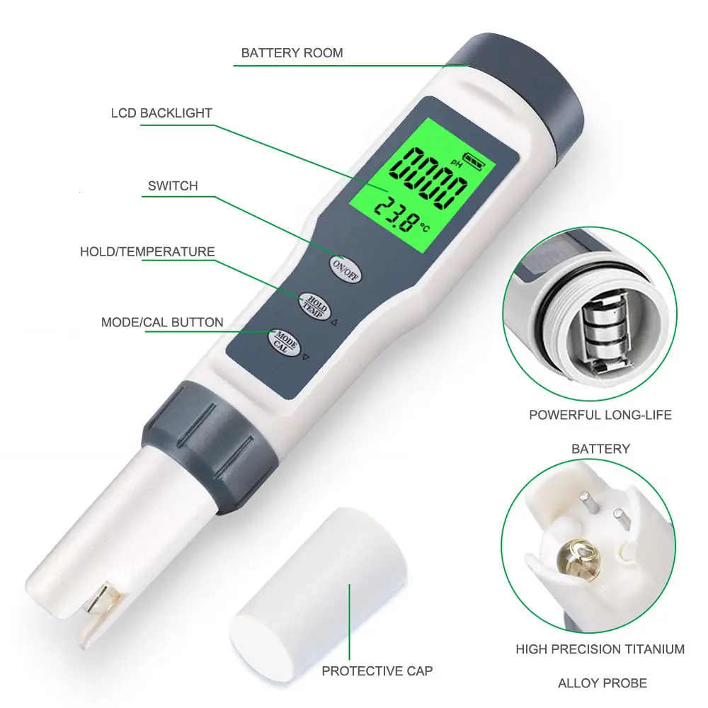 3 In 1 TDS/PH/TEMP Water Quality Tester Digital Monitor Tester With Electrode Temperature Sensor