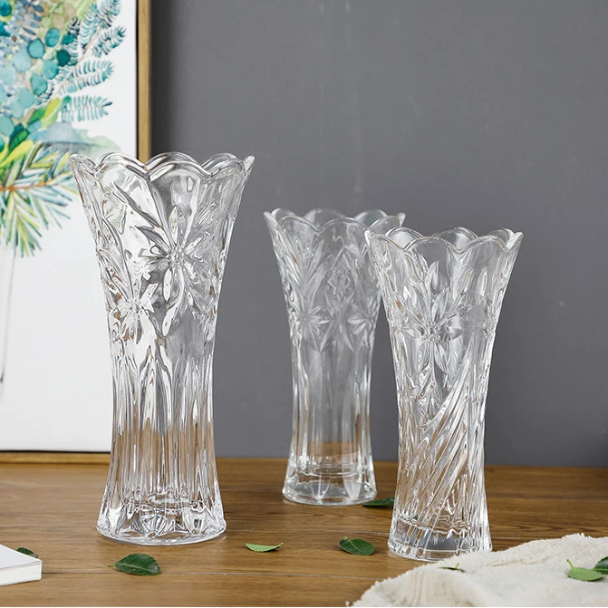 Hot Sales Flower Glass Vases Home Decoration 10 INCHES Tall Crystal Vases For Wedding Centerpieces