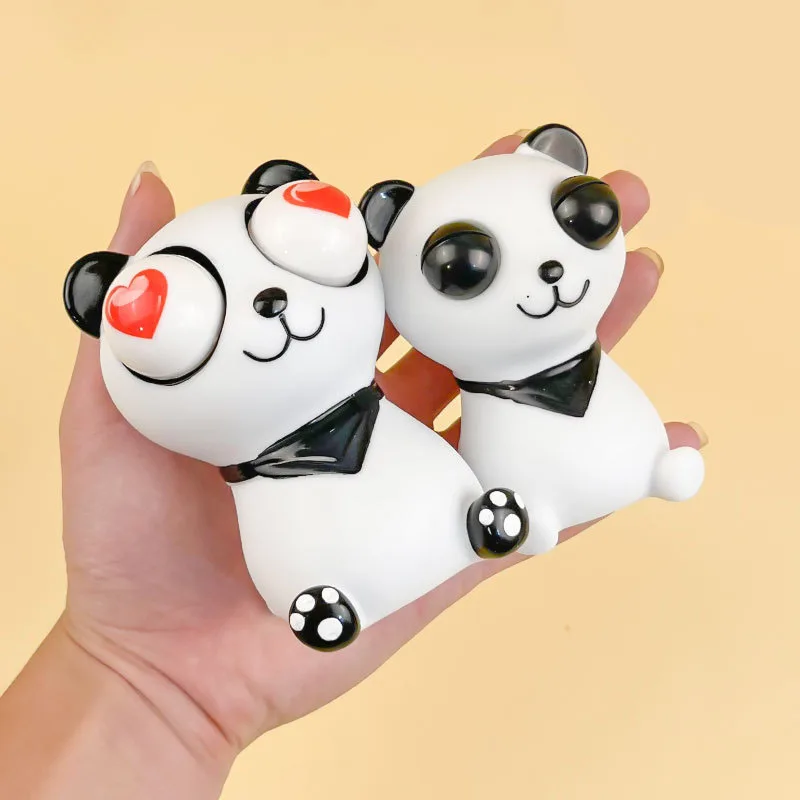 Novelty Gag Toys Stress Relief Practical Joke Fun Squeeze Cartoon Panda Eye Popping Out Squeeze Stress Toy