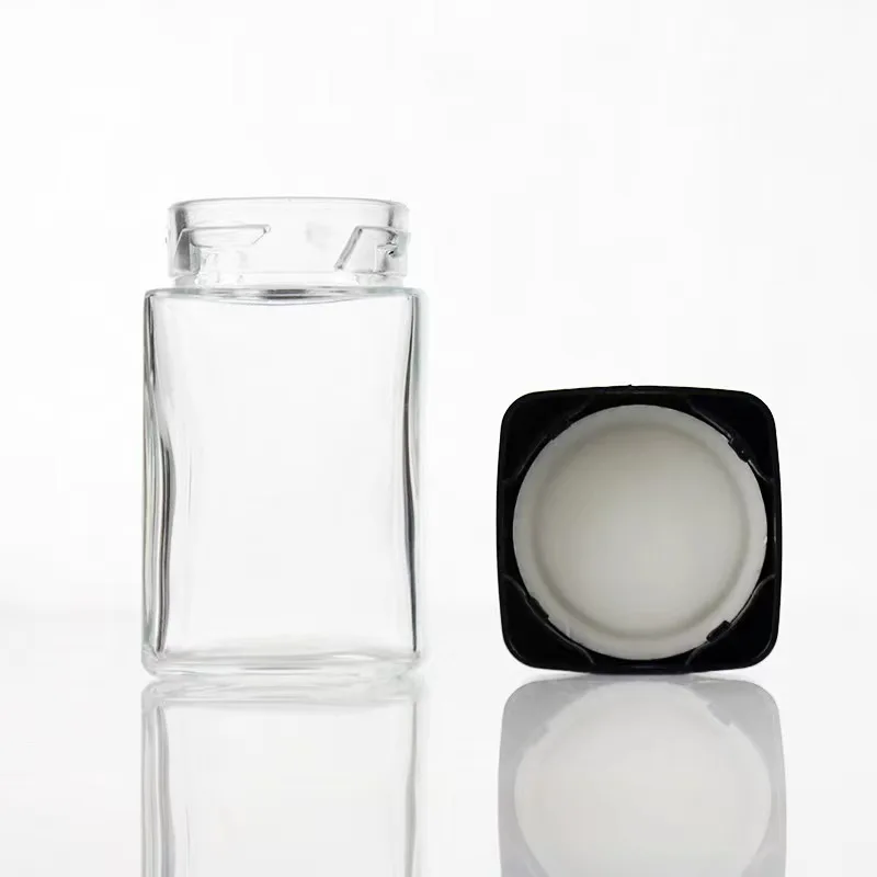 Wholesale Transparent Empty 100 ml Storage Glass Jar 3.5 oz Square Glass Container Jar With Child Resistant Lid