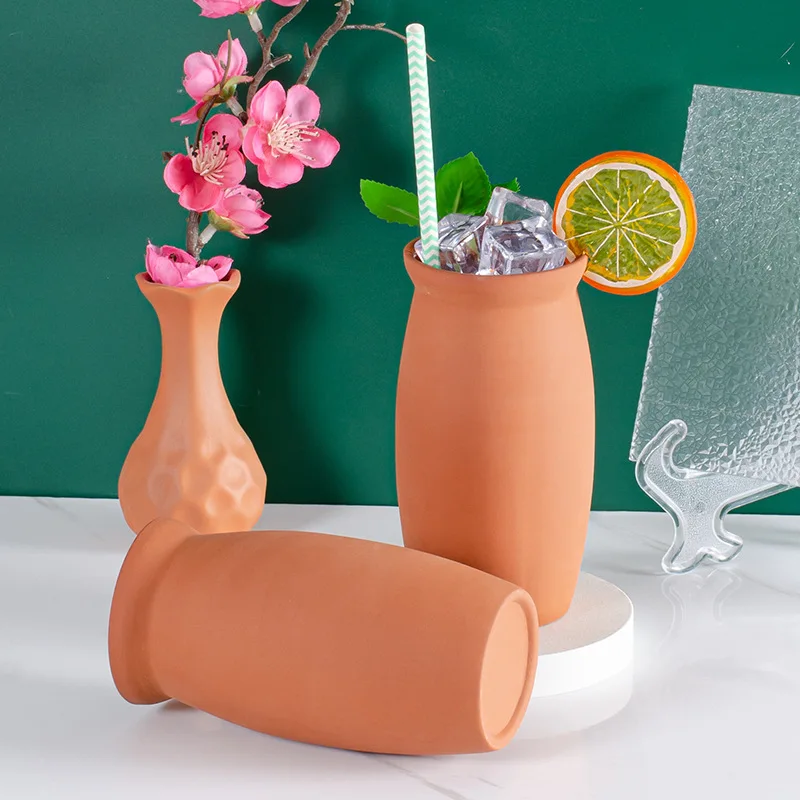 12 oz Terracotta Drinking Cup Clay Pottery Cocktail Cup for Bulk