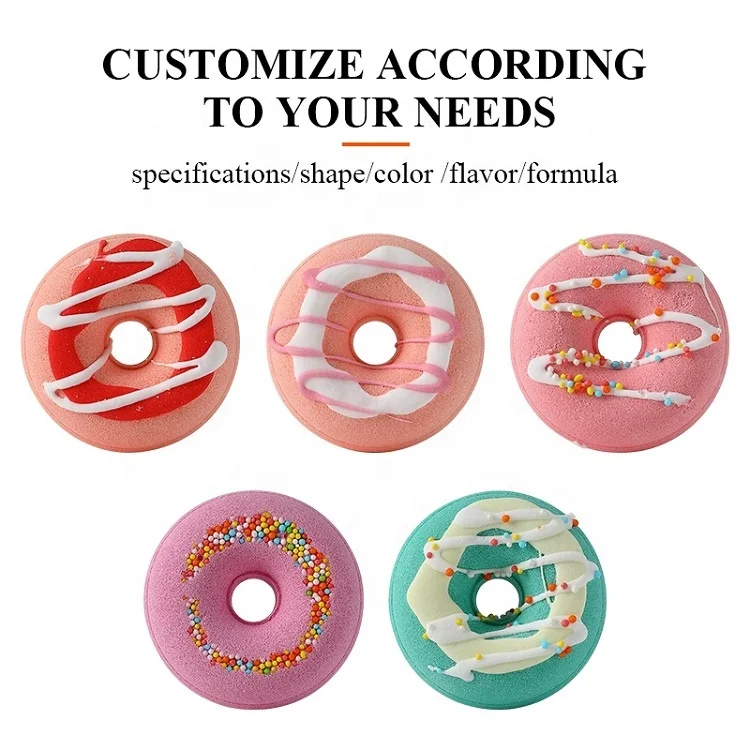 Hot sale Bulk Small Cute Donut Essential Oils Natural Organic Women Bath Salts Explosion Bath Bombs Christmas Gifts