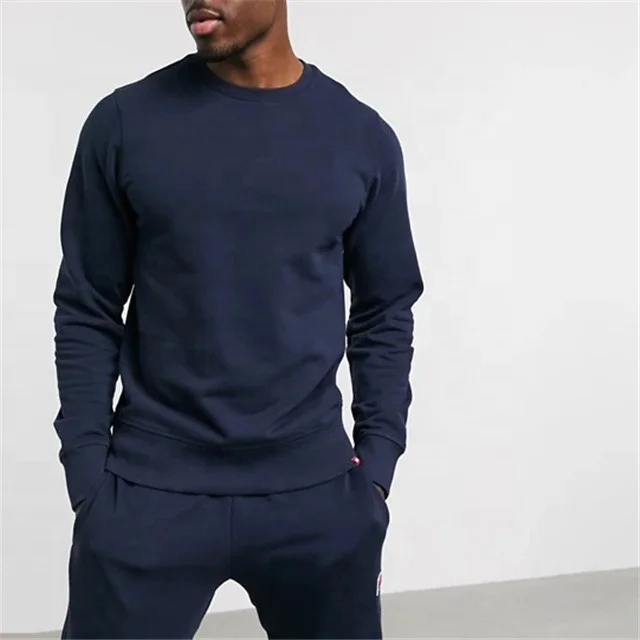QIANHUI Best Seller Bulk Man Blank Custom Logo Hoodie Long Sleeve Jumper Fitted Crew Neck Sweatshirt Man