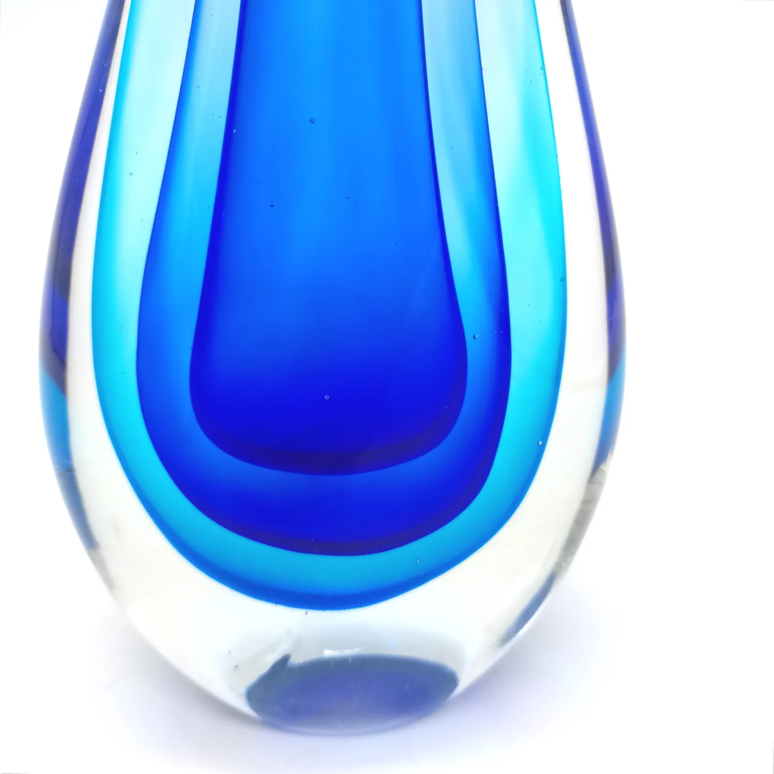 Modern Dark Light Blue Color Handmade Art Glass Water Drop Shape Sculpture