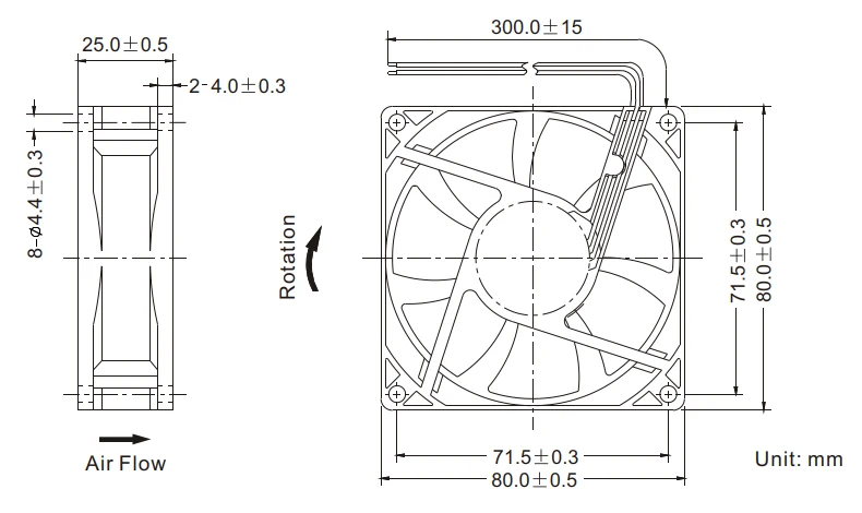 80mm Axial Flow fan 8025 5v 80x80x25 mm 12 volt fan 80mm 24v 3000rpm Cooling fans