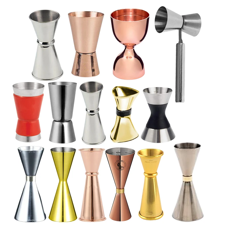 Stainless steel copper silver  golden cocktail jigger double sided bar jigger Japanese jigger with custom logo