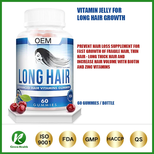 Hotselling Dietary Fiber Vitamin Heart shape Mix Berries Long Hair Vitamin growth Gummies