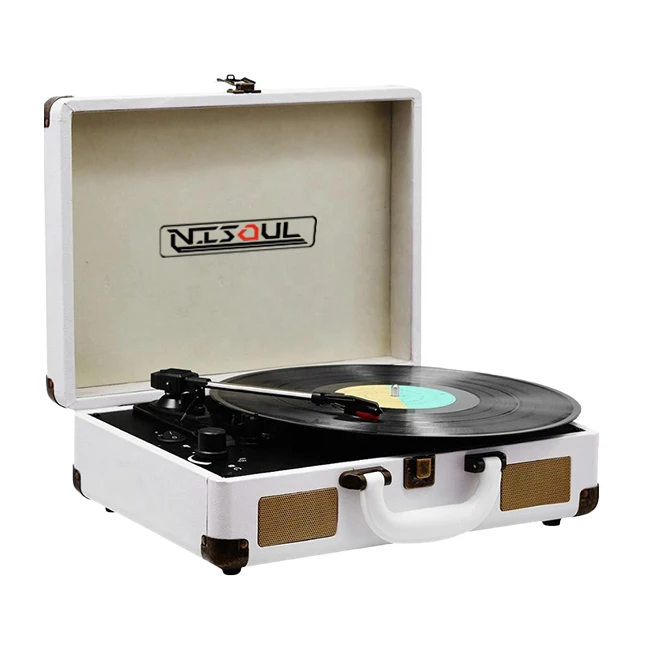Nisoul Plattenspieler with strobe usb vintage cd holder turntable lp record vinyl player