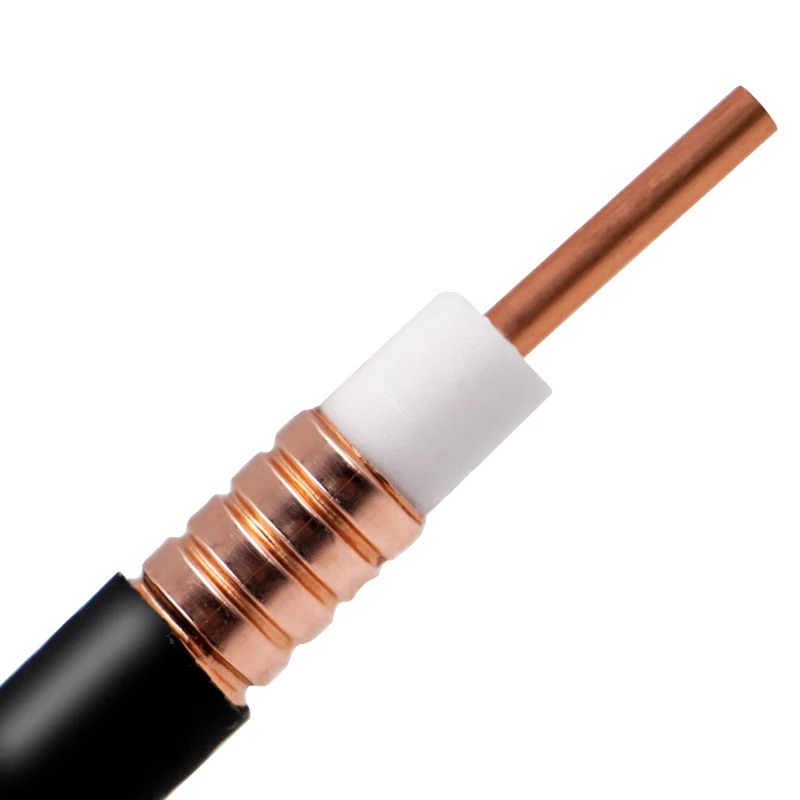 low loss flexible 3/8 2/5 feeder cable 50 ohm  threaded copper tube shield RF   coaxial cable