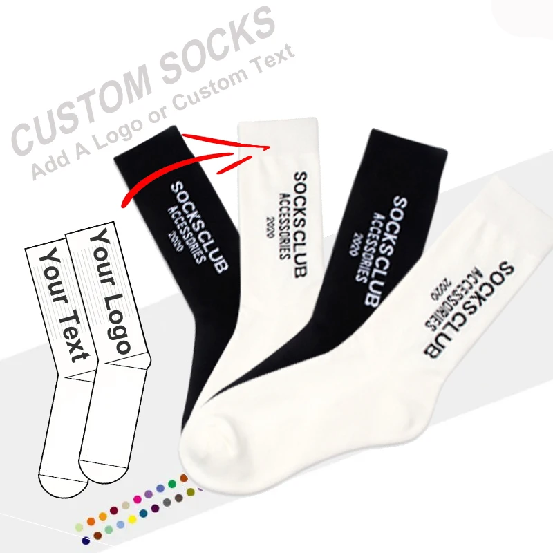 Ribbed Top Personalized Unique Crew Designer Mens Unisex Socks Sport Cotton Custom Logo Letters Socks Men