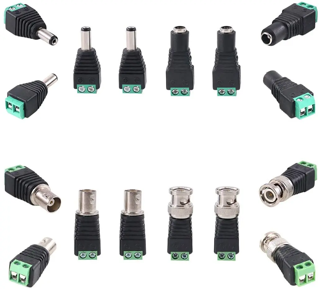 BNC Balun Connector and Camera Terminal Male Adpater for CCTV Surveillance Video Cameras Coaxial/Cat5/Cat6