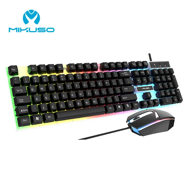 Home Office Keyboard and Mouse Set Computer Desktop PC Wired USB RGB Mouse and Keyboard Combo