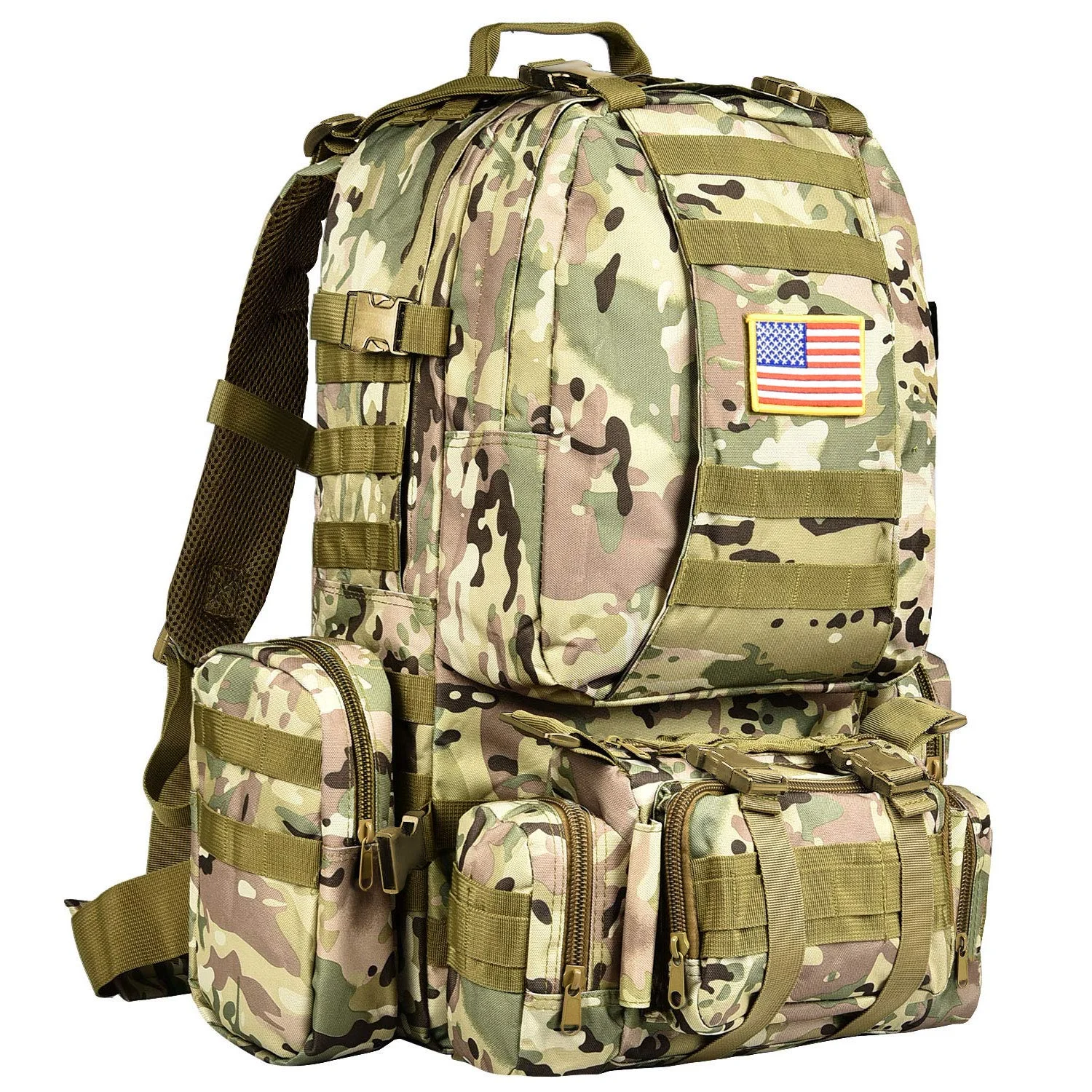 Large 60L Water Bottle Accessories Survival CVLIFE Tactical Backpack Detachable Bag Rucksack Assault Pack With Molle System