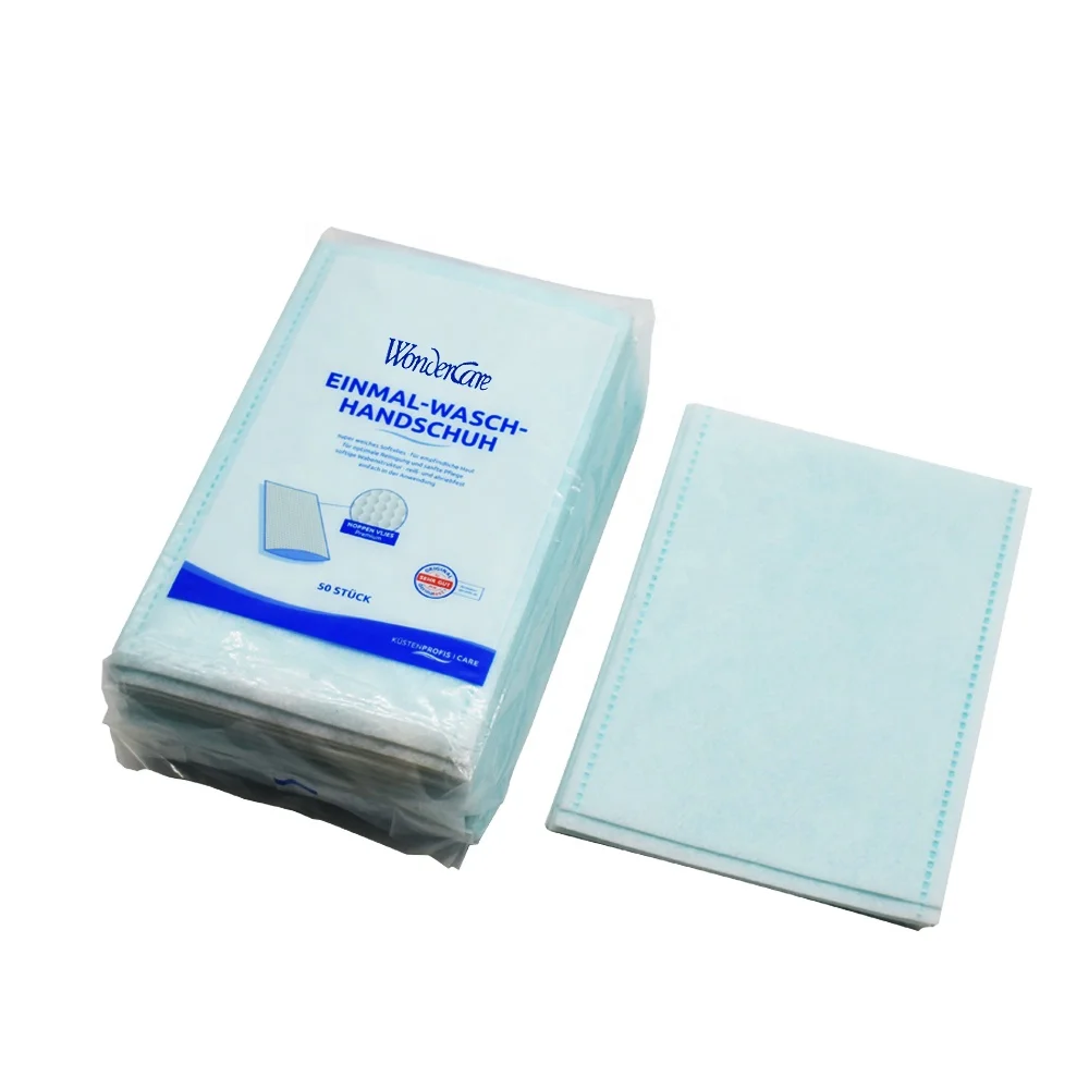 BSCI white color polyester body washing glove  cleaning smell removing nonwoven cleaning bath glove