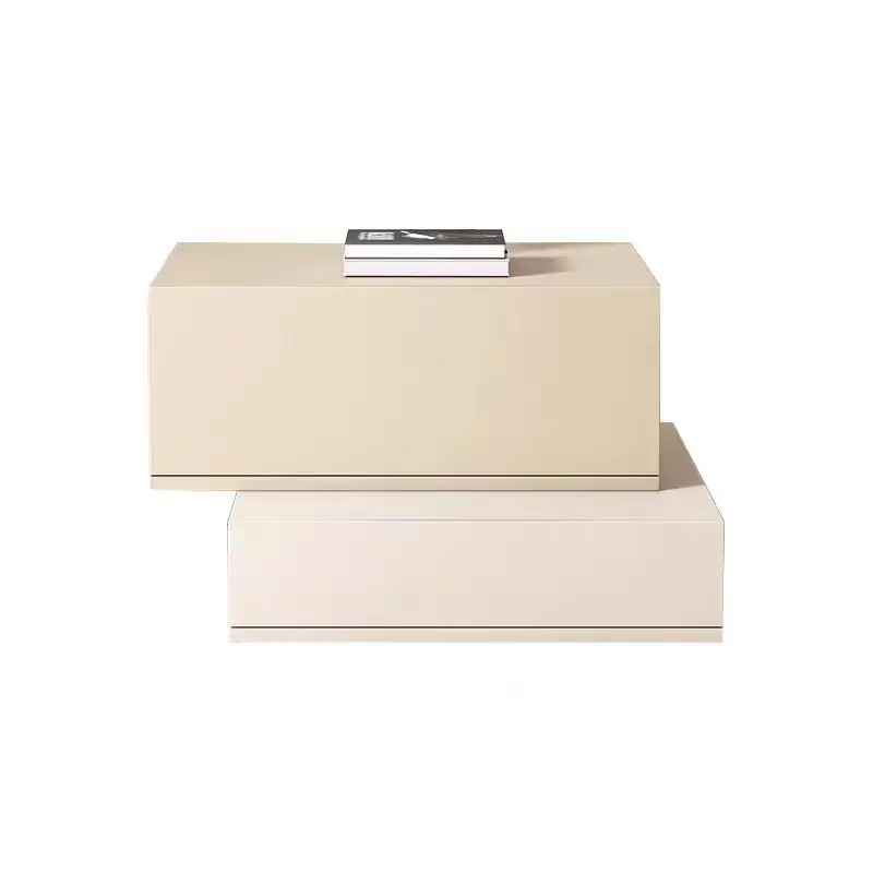 New Light Italian Luxury Pure Color Round Nightstand Solid Wood Beside Table Hotel Bedroom Furniture