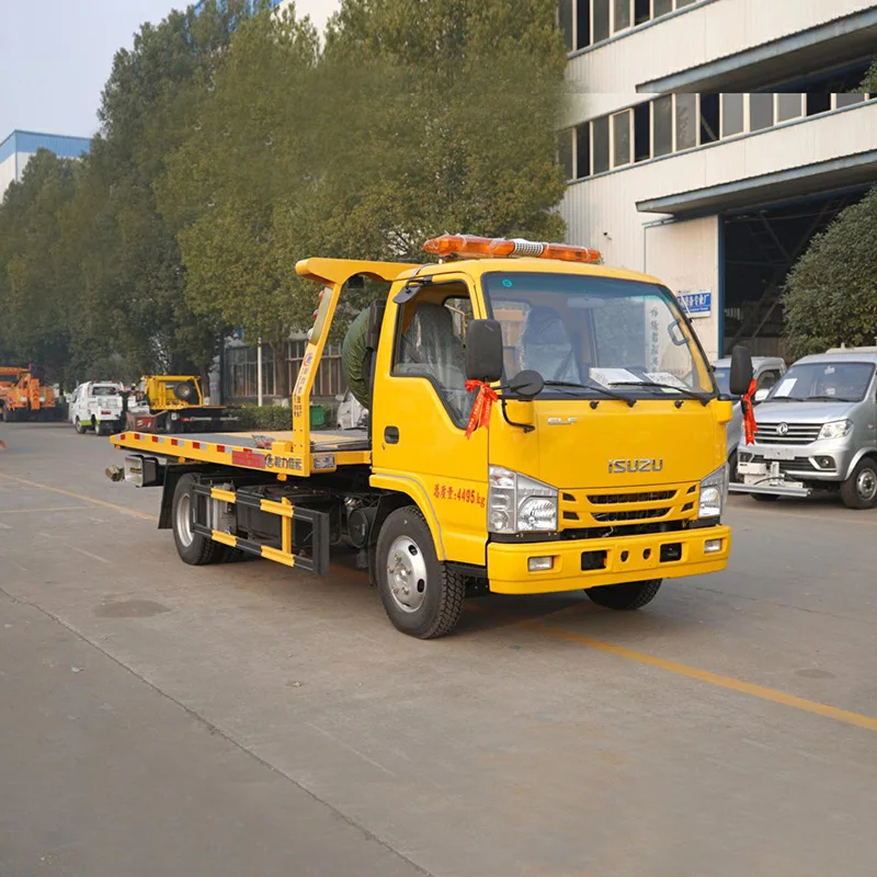 1SUZU ELF 4x2 Flatbed Towing Truck Platform Wrecker Road Rescue Tow Truck