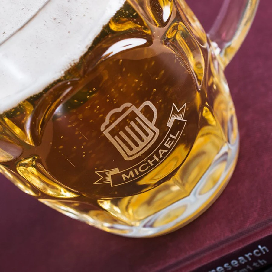 600ml Personalised Dimple Pint Glass Beer Mug with OEM logo