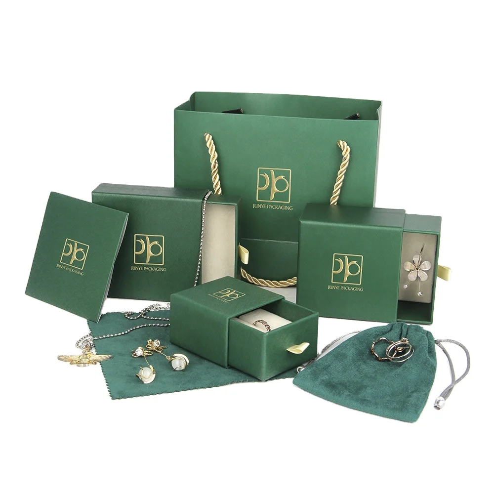 retail cheap price high quality ring earring jewelry accessories boxes packaging drawer jewelry box and pouch bag