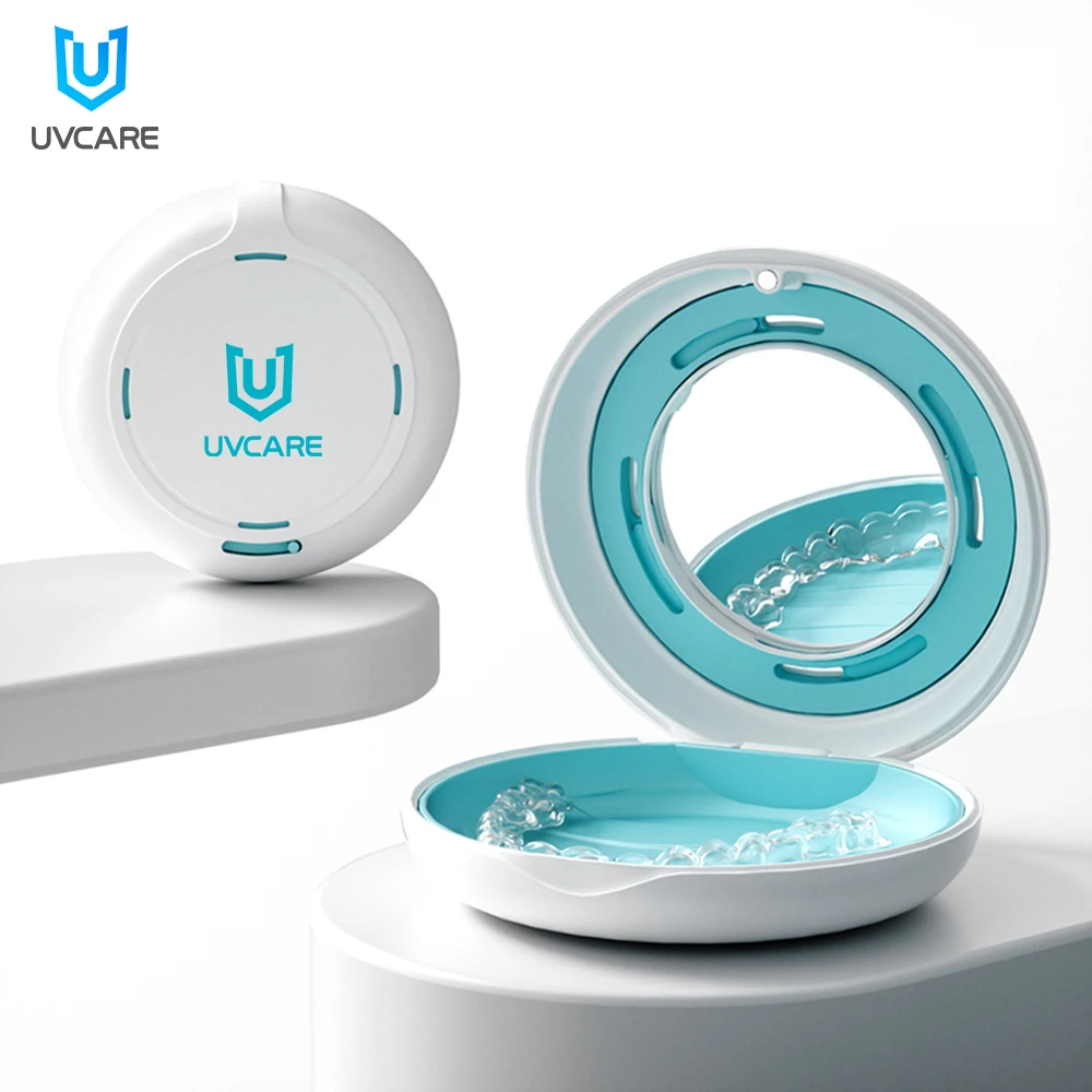 Custom Logo Invisible Round Plastic Magnetic Orthodontic Aligner Denture Storage Retainer Case with Silicone