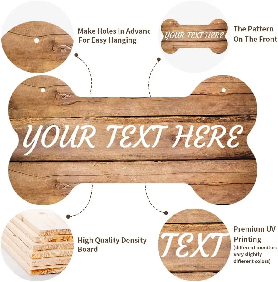 Personalized Custom Wood Text Sign Blank Bone Wood Sign Farmhouse Decor Home Kitchen Rustic Wall Decor