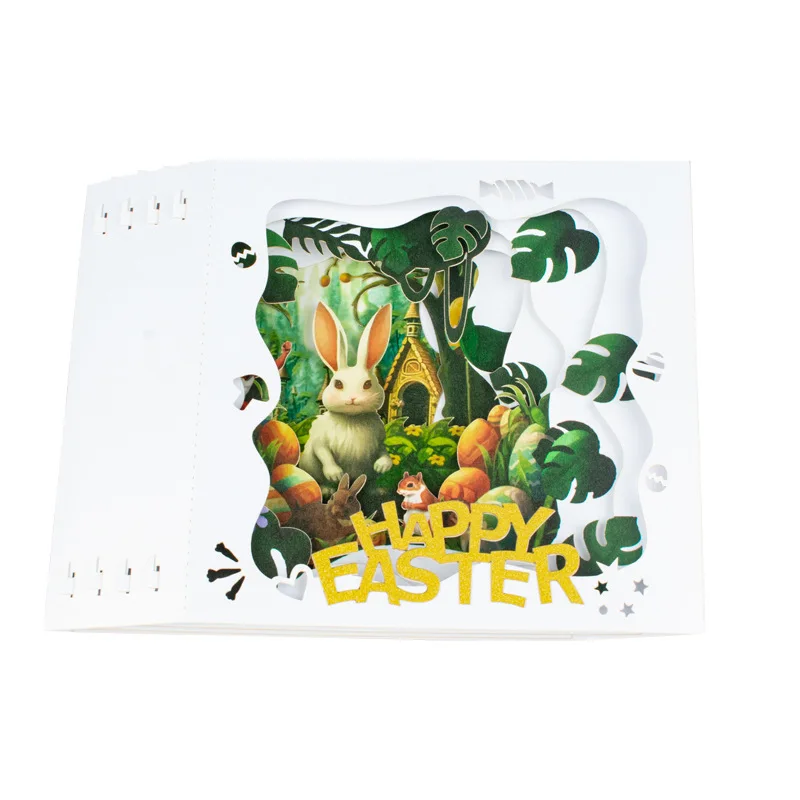 Novelty Box Shape Pop Up Easter Bunny and Eggs Greeting Cards