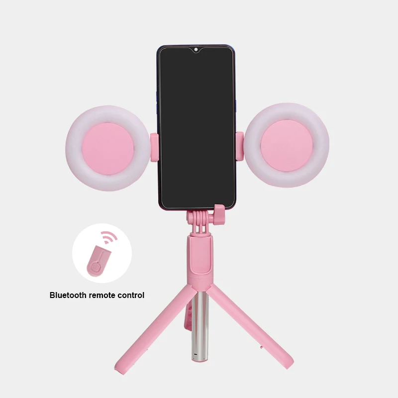 Multi-Functional Blue tooth Selfie Stick Tripod Outdoor Mobile Phone Camera Holder Douyin Live Led Ring Fill Light
