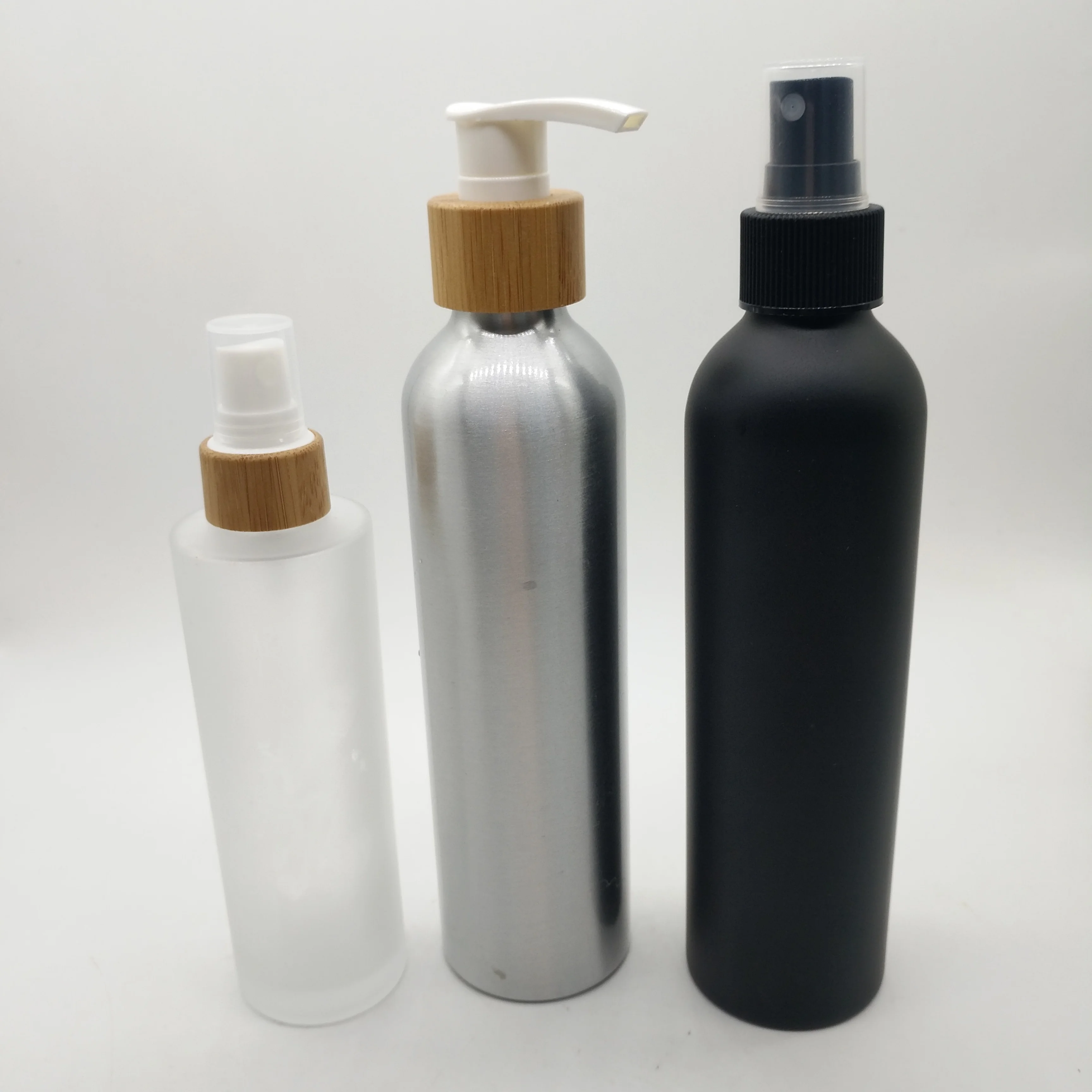  New design 30ml 50ml 100ml skincare frosted serum cosmetic jar pump lid bamboo lotion