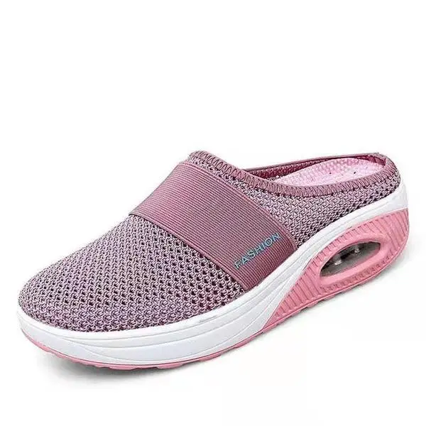 New Daily Slip On Fabric Non heel Breathable Lazy Shoes Mule Slippers (1600341247820)