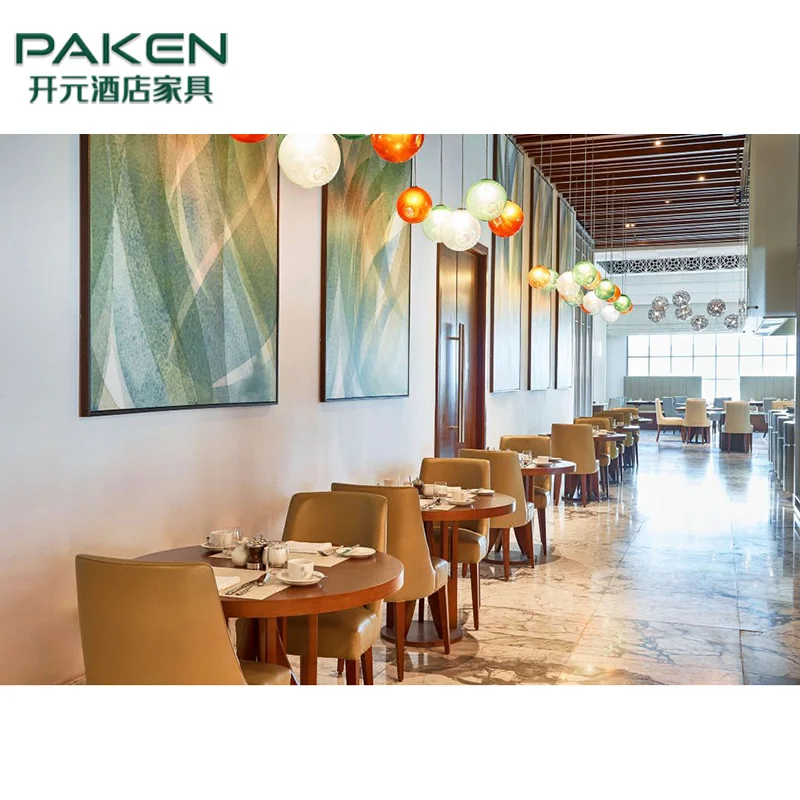 Hilton Dubai Commercial 5 Star Hotel Furniture Wooden Restaurant Table And Chair