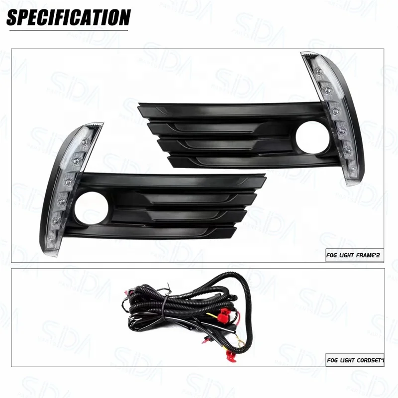 FORSIDA  FOR TOYOTA COROLLA 2017-2018 LED Light Bar DRL Daylight Day Time Running Light Fog Lamp Cover w/Wiring