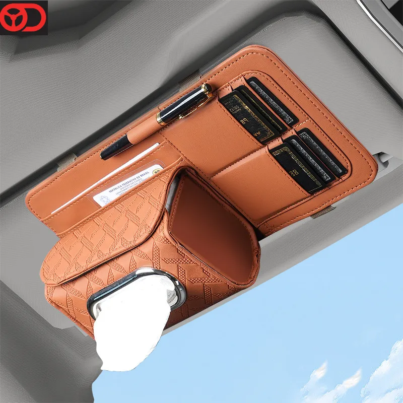 Car Sun Visor Clip And Interior Accessories Car Sun Visor Storage Pouch Holder With Multi-pocket Car Sun Visor Organizer