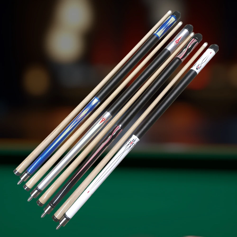 Cheap for sale different color styles high quality classic design full maple 1/2 pc 58 inch pool cue