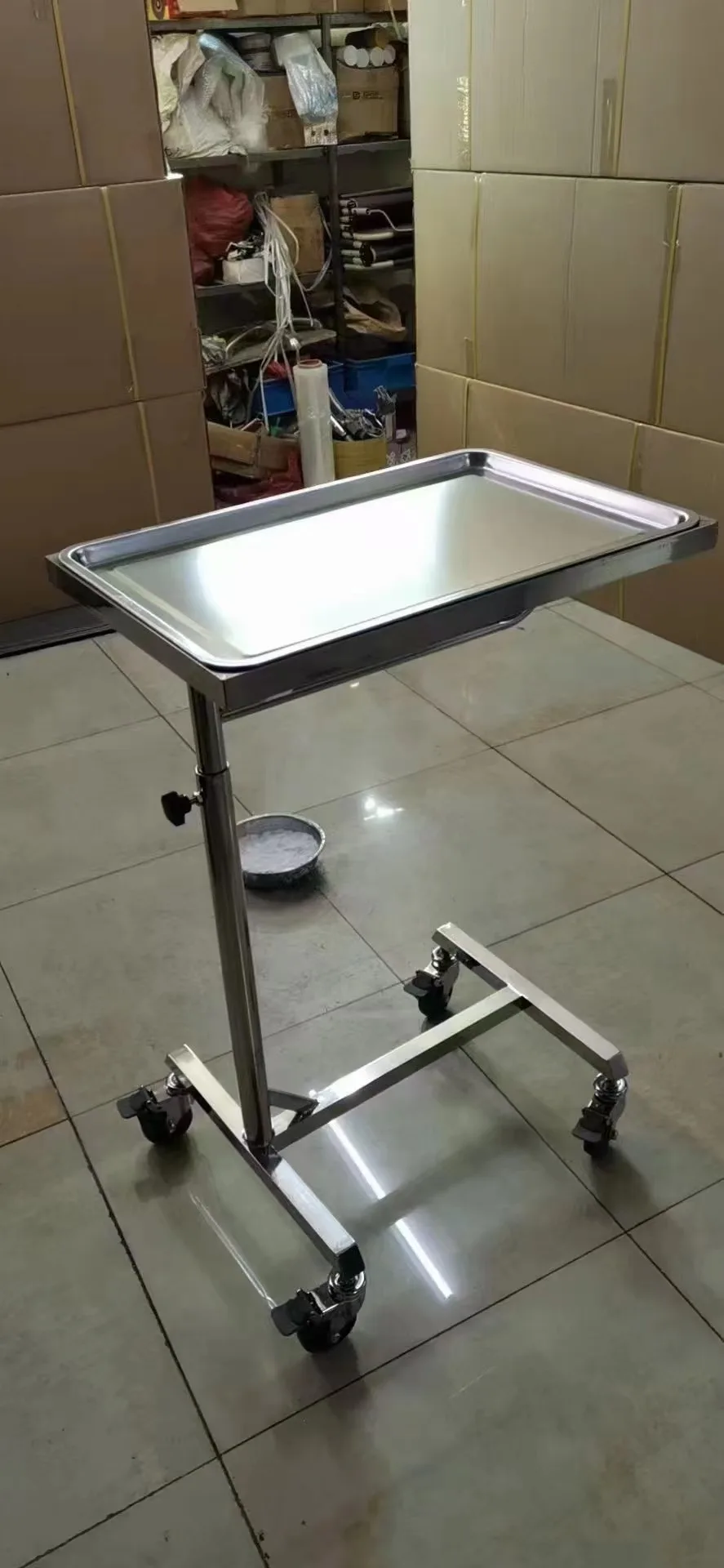 hospital Furniture bedside trolley table, mesa de mayo acero  cart with wheels, stainless steel  Mayo Instrument table Trolley