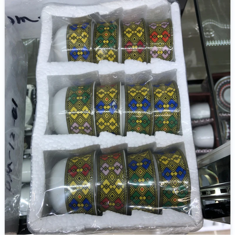 Ceramic Cawa Coffee Cups Set Porcelain Without Handle  For Saudi Arabic Ethiopian