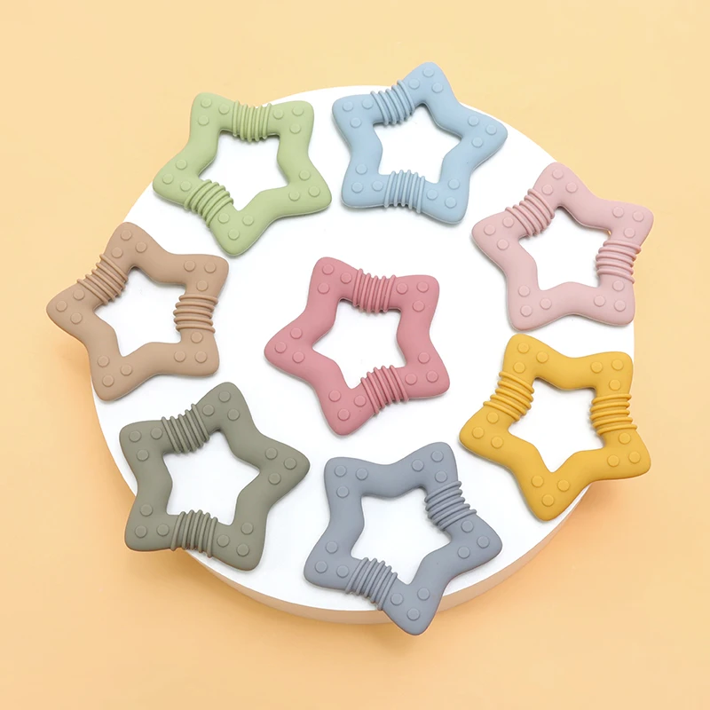 new Baby gift Star style100%food Grade silicone baby teething toy bpa free silicone teether sensory toys baby teether