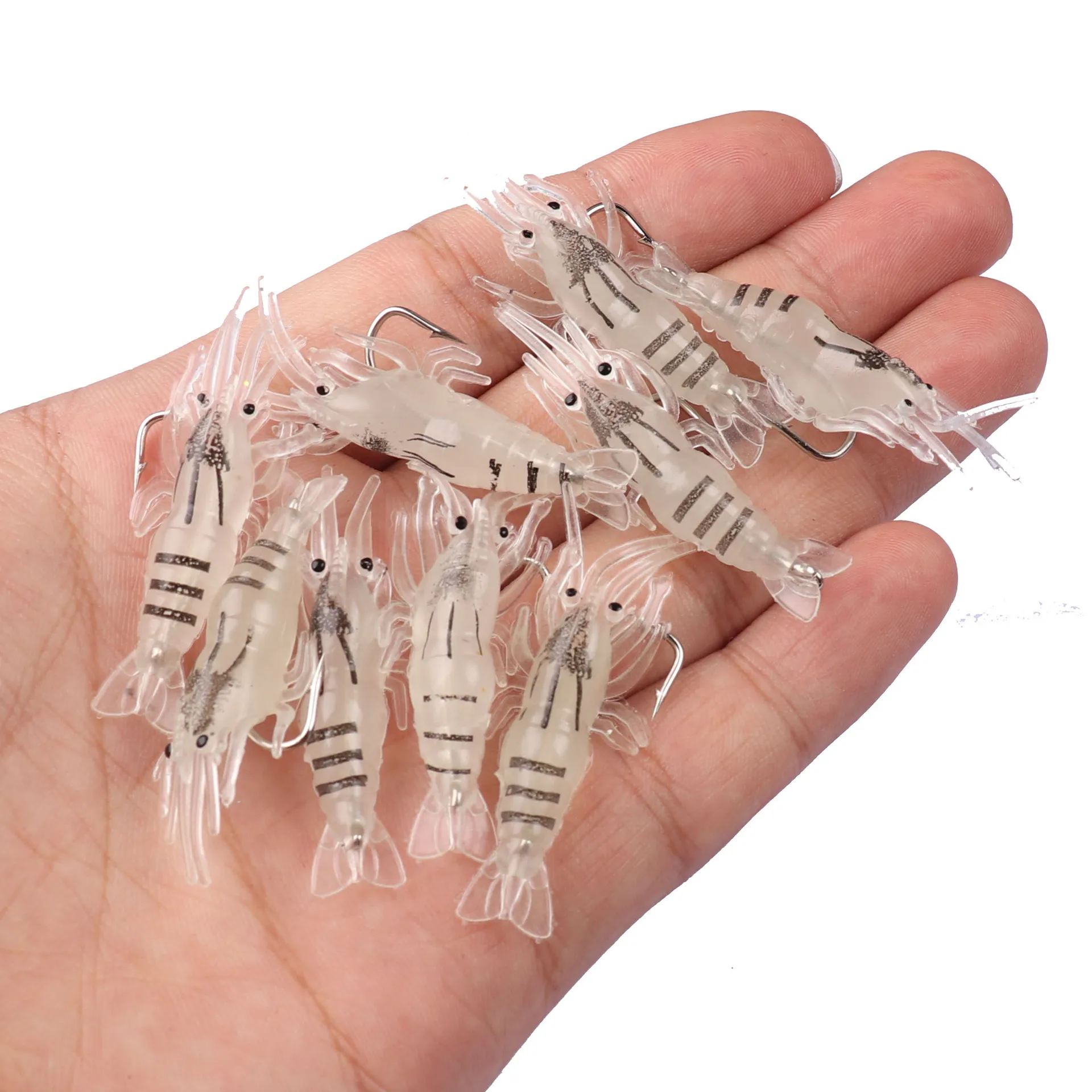 Luminous Shrimp for night fishing Lure 4cm Soft Prawn Shrimp Fishing Lure Bionic Artificial Bait With Lead Sea Fishing
