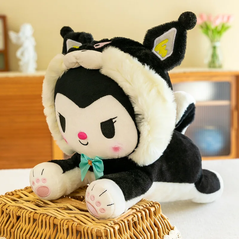 Kawaii Cartoon Kuromi Dressed As Shiba Inu Plush Pillow for Kids Stuffed Cinnamonoll Grab Machine Plush Doll
