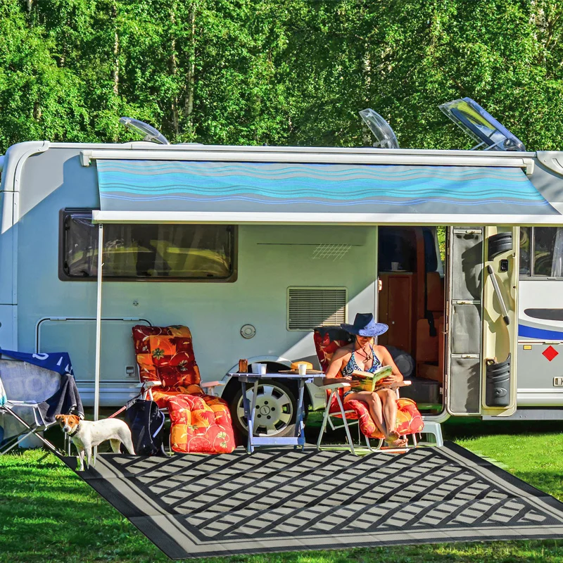 Custom Design Jacquard Machine Weaving Polypropylene PP RV Patio Floor Mat