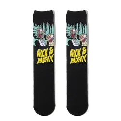 Wholesale custom knitted socks animation rick and Morty series of fashion tube socks manufacturer straight hair crew socks