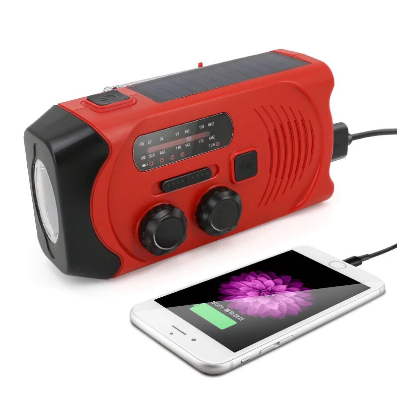 Small Portable Mini Hand Crank Emergency Cell Phone Charger Radio With Crank Light